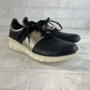 Naot Buzz Shoes Womens 37 Black Gold Lace Up Comfort Leather‎ Sneakers Walking